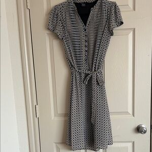 Robert Louis Black and White Geometric Midi Dress